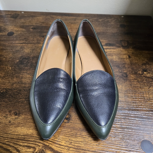 Everlane The Modern Point Black Green Italian Leather Women's Loafers Sz 8.5 - Picture 3 of 8